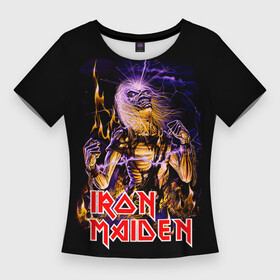 Женская футболка 3D Slim с принтом Iron Maiden  рок 80 х в Курске,  |  | iron maiden | железная дева | металл | рок | хеви металл