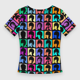 Женская футболка 3D Slim с принтом Legendary popular music group в Курске,  |  | 60 е | 60s | band | george harrison | john lennon | music | paul mccartney | retro | ringo starr | song | vintage | yellow | битлз | винтаж | группа | джон леннон | джордж харрисон | желтый | классика | музыка | песня | пол маккартни | ретро | 