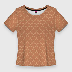 Женская футболка 3D Slim с принтом Узоры кофейного цвета в Курске,  |  | абстрактные | абстракция | геометрия | классика | классические | нейтральные | спокойные | узор | узоры