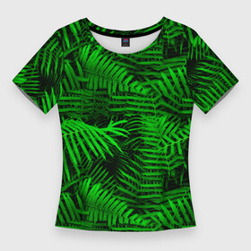 Женская футболка 3D Slim с принтом Листья папоротника  текстура в Курске,  |  | 3d | 3д | лес | листья | листья папоротника | объёмная | объёмное | объёмный | папоротник | паттерн | текстура