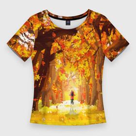 Женская футболка 3D Slim с принтом В осеннем парке в Курске,  |  | Тематика изображения на принте: autumn | времена года | осенний пейзаж | осень | природа