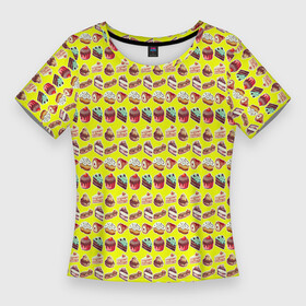 Женская футболка 3D Slim с принтом Для любителей эклеров в Курске,  |  | Тематика изображения на принте: булочка | выпечка | джем | лакомство | мороженное | сладкое | сладости