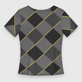 Женская футболка 3D Slim с принтом Серебром в клетку в Курске,  |  | золотые полосы | квадраты | клетка | ромбики | сребряный ромб