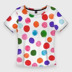 Женская футболка 3D Slim с принтом Веселые акварельные кружочки в Курске,  |  | акварель | горох | горошек | кистью | краска | круги | круглые | кружки | кружочки | орнамент | паттерн | праздничное | принт | пятна | разноцветный | точки | узор