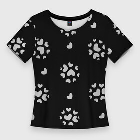 Женская футболка 3D Slim с принтом Серые сердца на черном фоне в Курске,  |  | любовь | монохром | оттенки серого | сердца | сердце | серые сердца | серый | темный | черный