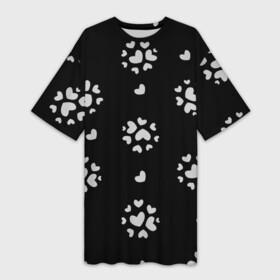 Платье-футболка 3D с принтом Серые сердца на черном фоне в Курске,  |  | любовь | монохром | оттенки серого | сердца | сердце | серые сердца | серый | темный | черный