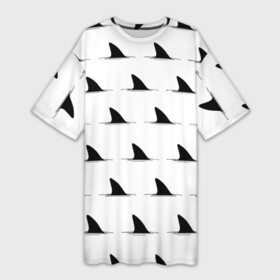 Платье-футболка 3D с принтом Плавники акул  паттерн в Курске,  |  | fin | minimalism | pattern | shark | акула | минимализм | паттерн | плавник