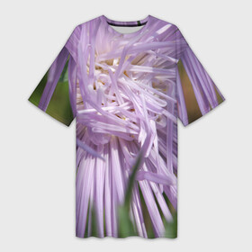 Платье-футболка 3D с принтом Астра в стиле хаос в Курске,  |  | астра | беспорядок | дача | игла | лепесток | лето | природа | растение | тонкий | участок | фазенда | фиолетовый | хоас | цветение | цветовод | цветоводство | цветок | цветы