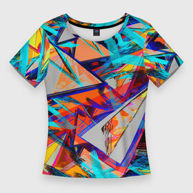 Женская футболка 3D Slim с принтом Яркий неоновый абстрактный узор в Курске,  |  | abstract | abstract pattern | bright | geometric | neon | pattern | polygonal | tri | urban | youth | абстрактный | абстрактный узор | геометрический | городской | желтый | красный | многоцветный | молодежный | неоновый | полигональный
