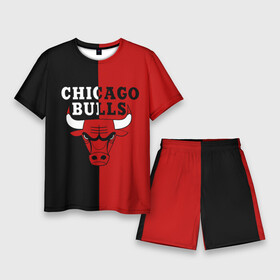 Мужской костюм с шортами 3D с принтом Чикаго Буллз black  red в Курске,  |  | basketball | chicago bulls | баскетбол | быки | чикаго буллз