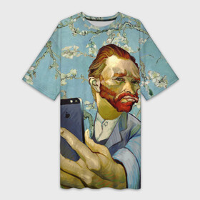 Платье-футболка 3D с принтом Ван Гог Селфи  Арт Портрет в Курске,  |  | van gogh | вангог | мем | художник | цветущие ветки миндаля