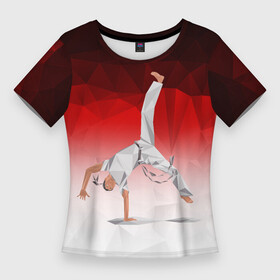 Женская футболка 3D Slim с принтом Капоэйра на одной руке в Курске,  |  | capoeira | боевые исскуства | единоборства | капоэйра | спорт