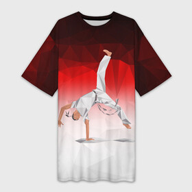 Платье-футболка 3D с принтом Капоэйра на одной руке в Курске,  |  | Тематика изображения на принте: capoeira | боевые исскуства | единоборства | капоэйра | спорт