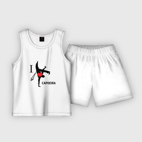 Детская пижама с шортами хлопок с принтом I LOVE CAPOEIRA в Курске,  |  | capoeira | i love capoeira | боевые исскуства | единоборства | капоэйра | спорт