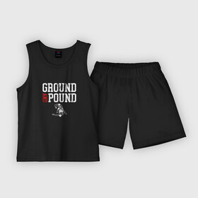Детская пижама с шортами хлопок с принтом Ground And Pound Добивание ММА в Курске,  |  | gnp | ground and pound | mixed martial arts | mma | wrestling | единоборства | мма