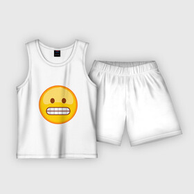 Детская пижама с шортами хлопок с принтом Эмодзи Гримаса в Курске,  |  | emoji | smile | гримаса | смайл | смайлик | эмоджи | эмодзи