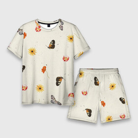 Мужской костюм с шортами 3D с принтом Оранжевые Цветы и Бабочки в Курске,  |  | butt | butterflie | fruits | summer | бабочка | бабочки | букет | лето | сад | садоводство | флора | фрукты | цветы