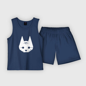 Детская пижама с шортами хлопок с принтом Стрэй лого в Курске,  |  | cat | game | games | бездомный | бродяга | игра | игры | кот | котёнок | стрей | стрэй