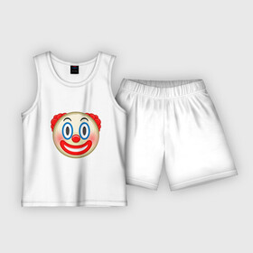 Детская пижама с шортами хлопок с принтом Эмодзи Клоун в Курске,  |  | clown | emoji | smile | клоун | смайл | смайлик | эмоджи | эмодзи