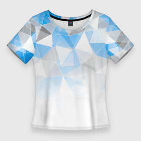 Женская футболка 3D Slim с принтом Исчезающие серо голубые полигоны в Курске,  |  | Тематика изображения на принте: abstract | combine | geometric | light | polygonal | polygons | shapes | solid | triangles | white gray blue | абстрактный | геометрический | комбинированный | многоугольники | однотонный | полигональный | светлый | серый |