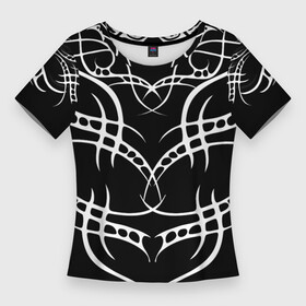Женская футболка 3D Slim с принтом Татуированный воин в Курске,  |  | воин | тату | татуировки | узоры | черно белое | ьаьуированый воин