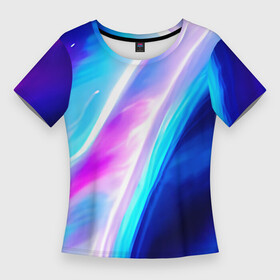 Женская футболка 3D Slim с принтом Звездная вспышка в Курске,  |  | abstraction | blue | bright | dark | galaxy | purple | space | stars | universe | абстракция | вселенная | вспышка | галактика | звезды | космос | разноцветный | синий | темная | фееричный | фиолетовый | яркая