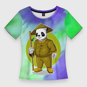 Женская футболка 3D Slim с принтом Мудрая Кунг фу панда в Курске,  |  | gong fu | gongfu | kung fu | kungfu | panda | бамбуковый медведь | боевые исскуства | большая панда | вин чун | единоборства | кунг фу | кунгфу | медведь | медведь кошка | панда | пиньинь | пятнистый медведь | спорт