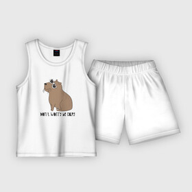 Детская пижама с шортами хлопок с принтом Капибара в очках в Курске,  |  | capybara | kapibara | животное | капибара