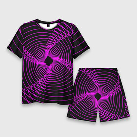 Мужской костюм с шортами 3D с принтом Неоновая светящаяся спираль в Курске,  |  | геометрия | неон | неоновая | неоновое | неоновый | свечение | спирали | спираль | фиолет