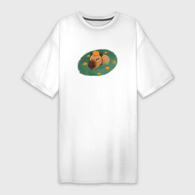 Платье-футболка хлопок с принтом Капибара купается в Курске,  |  | capybara | kapibara | животное | капибара