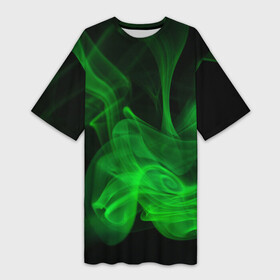 Платье-футболка 3D с принтом Зелёный абстрактный дым в Курске,  |  | abstraction | art | artwork | colorful | colors | dark | darkness | fog | graphics | patterns | smoke | surrealism | абстракция | арт | графика | дым | искусство | разноцветный | сюрреализм | темнота | туман | тьма | узоры | цвета
