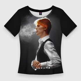 Женская футболка 3D Slim с принтом David Bowie  Thin White Duke в Курске,  |  | 1970 | 70s | 70е | bowie | david bowie | glam | iso | live | music | rock | rock n roll | smoke | smoking | starman | the man who fell to earth | thin white duke | ziggy | ziggy stardust | белый герцог | зигги | зигги стардаст | музыка | рок | рок н