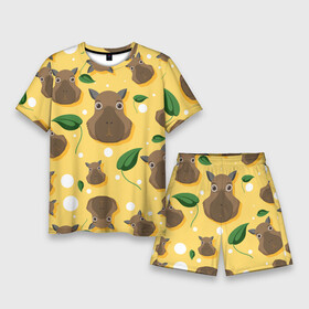 Мужской костюм с шортами 3D с принтом Капибары паттерн в Курске,  |  | capybara | patern | pattern | грызун | грызуны | капибара | капибары | патерн | паттерн