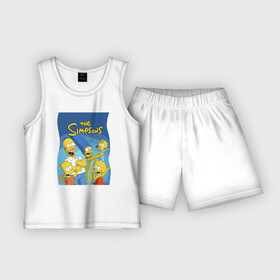 Детская пижама с шортами хлопок с принтом Семейка Симпсонов  Гомер, Мардж и их отпрыски в Курске,  |  | bart | cartoon | family | homer | lisa | maggie | marge | simpsons | барт | гомер | лиза | мардж | мультфильм | мэгги | семья | симпсоны