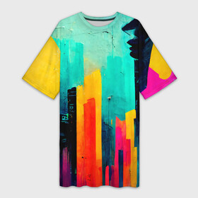 Платье-футболка 3D с принтом Уличный гранж стиль в Курске,  |  | abstraction | art | graffiti | grunge | lines | multicoloured | paint | splashes | street | strokes | style | young | абстракция | брызги | гранж | граффити | искусство | краска | линии | молодежный | полосы | потертый | разноцветный | стиль | уличный