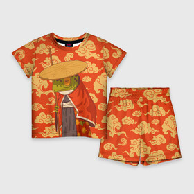 Детский костюм с шортами 3D с принтом Самурай хранитель в Курске,  |  | воин | жаба | лягуха | лягушка | самурай | старый самурай | япония
