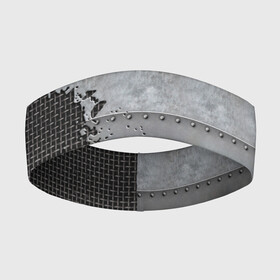 Повязка на голову 3D с принтом Броня на сетке в Курске,  |  | armor | iron | metal | metal mesh | rivets | броня | железо | заклепки | клепки | металл | металлическая сетка