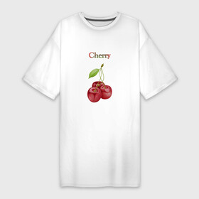Платье-футболка хлопок с принтом Cherry вишня в Курске,  |  | Тематика изображения на принте: cherry | вишня | еда | красный | лето | фрукты