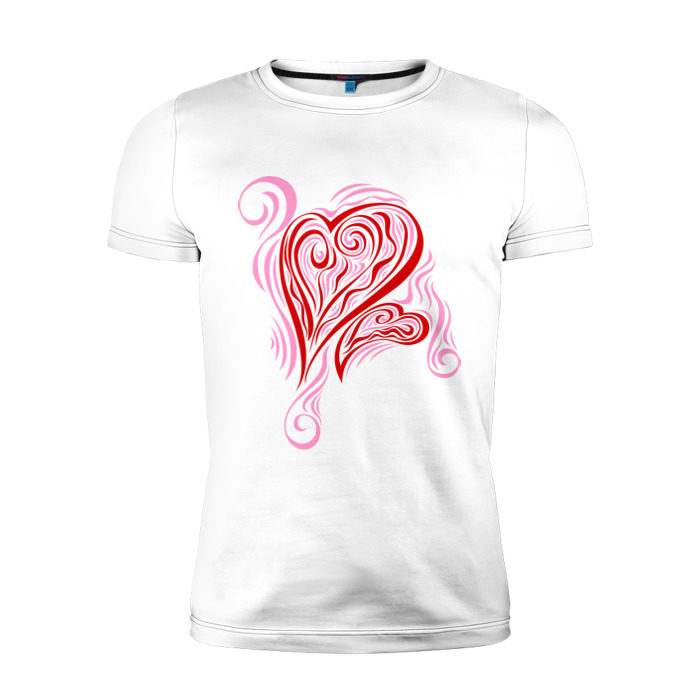 Мужская футболка премиум Сердца розовые и красные фото
