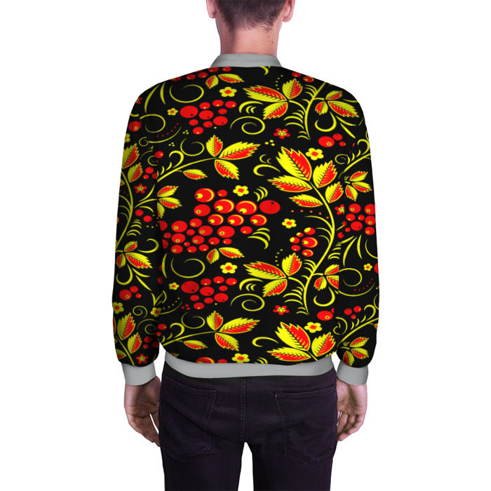 Мужской бомбер 3D Хохлома фото