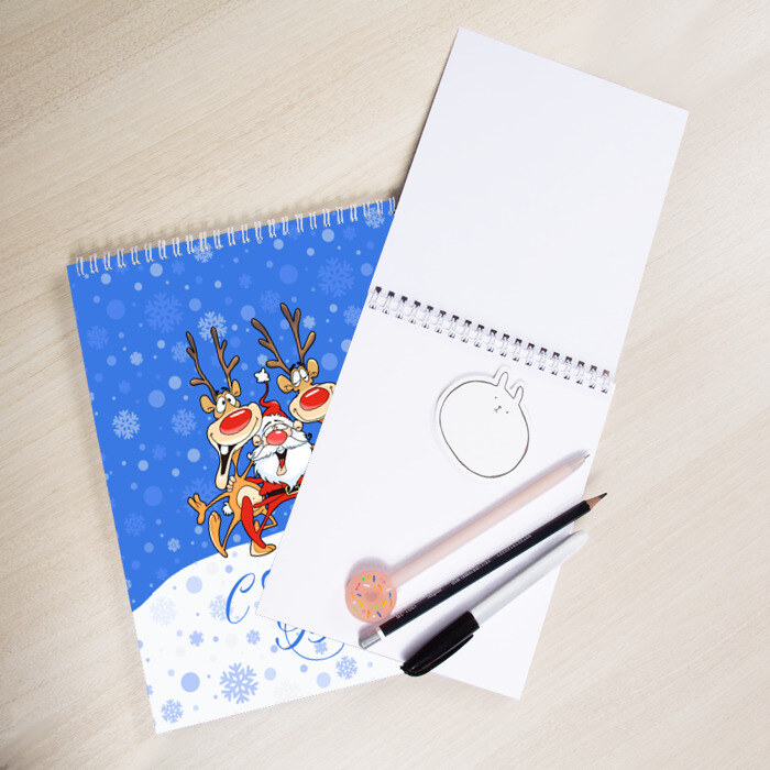 Скетчбук Санта Клаус с оленями фото