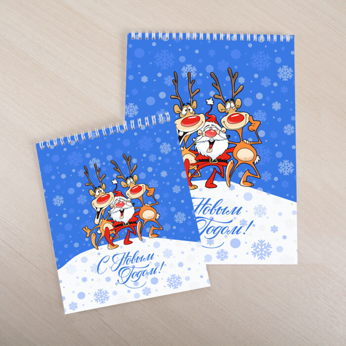 Скетчбук Санта Клаус с оленями фото