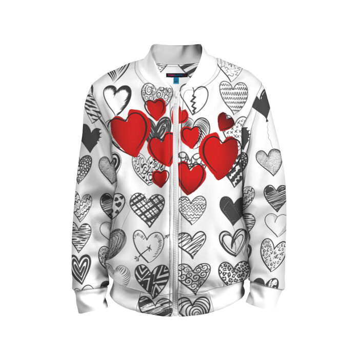 Детский бомбер 3D Сердца фото