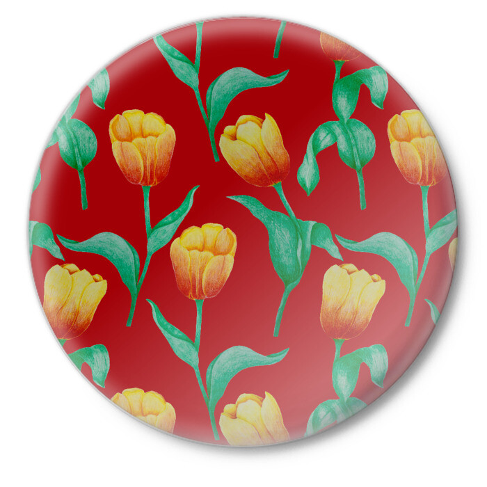 Значок Тюльпаны на красном фоне фото