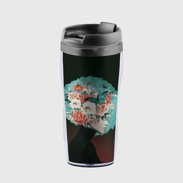 Термокружка-непроливайка Girl in flowers фото