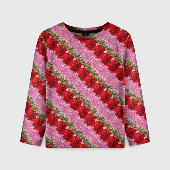 Детский лонгслив 3D Цветы фото