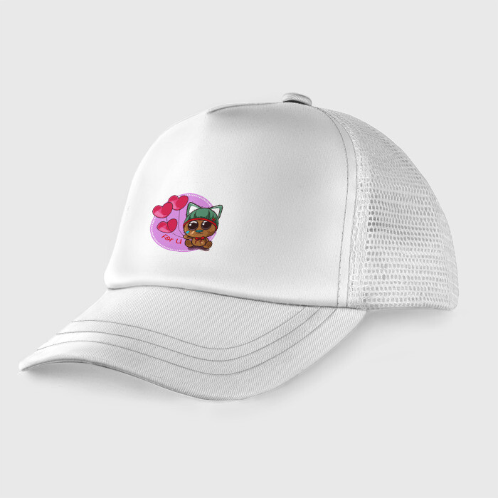 Детская кепка тракер Котик милашка в шапочке фото