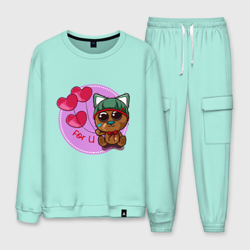 Мужской костюм хлопок Котик милашка в шапочке фото