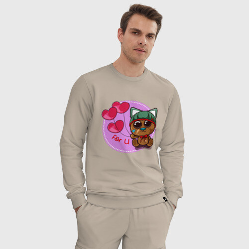 Мужской костюм хлопок Котик милашка в шапочке фото