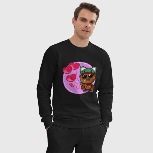 Мужской костюм хлопок Котик милашка в шапочке фото